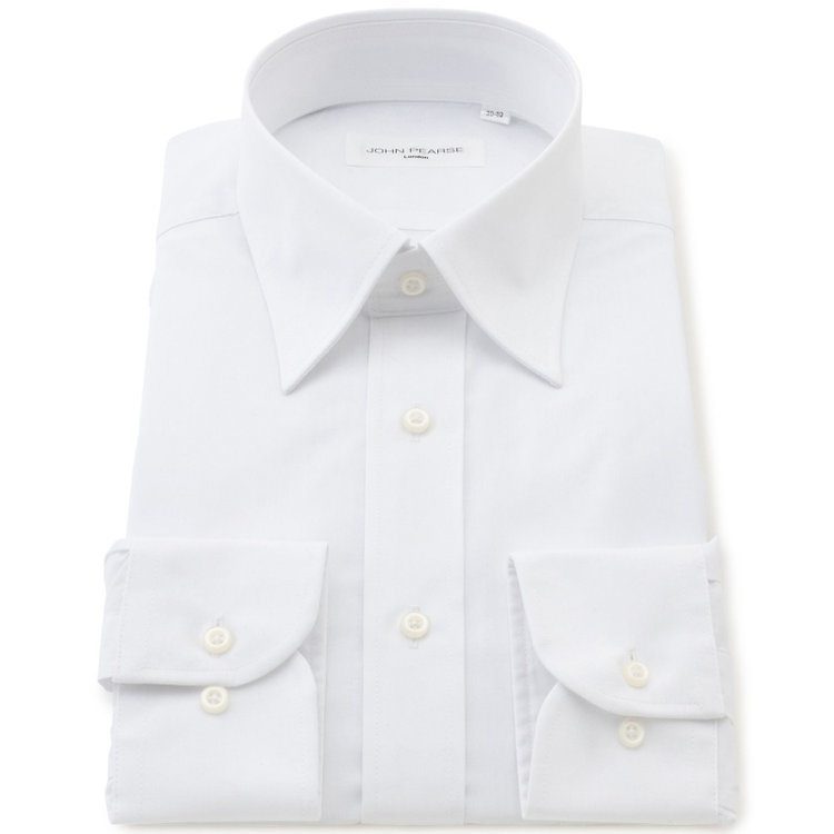ジョンピアース 【JOHN PEARSE White】【形態安定】レギュラーカラードレスシャツ/ホワイト×ブロード/Oil guard 白
