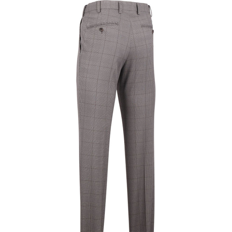 スタンリーブラッカ 【stanley blacker new york】【秋冬】1タックスラックス/グレー＆ブラウン×グレンチェック/ウエストムーブ仕様/ストレッチ グレー系(灰)