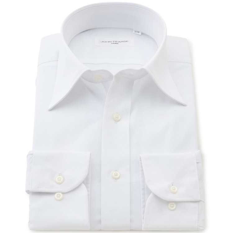 ジョンピアース 【JOHN PEARSE White】【形態安定】レギュラーカラードレスシャツ/ホワイト×ブロード/Oil guard 白