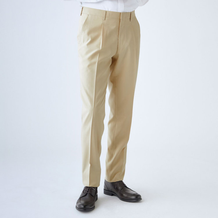 春夏】 1タックパンツ/ベージュ/※裾上げ必要（KNPW2550-32_T