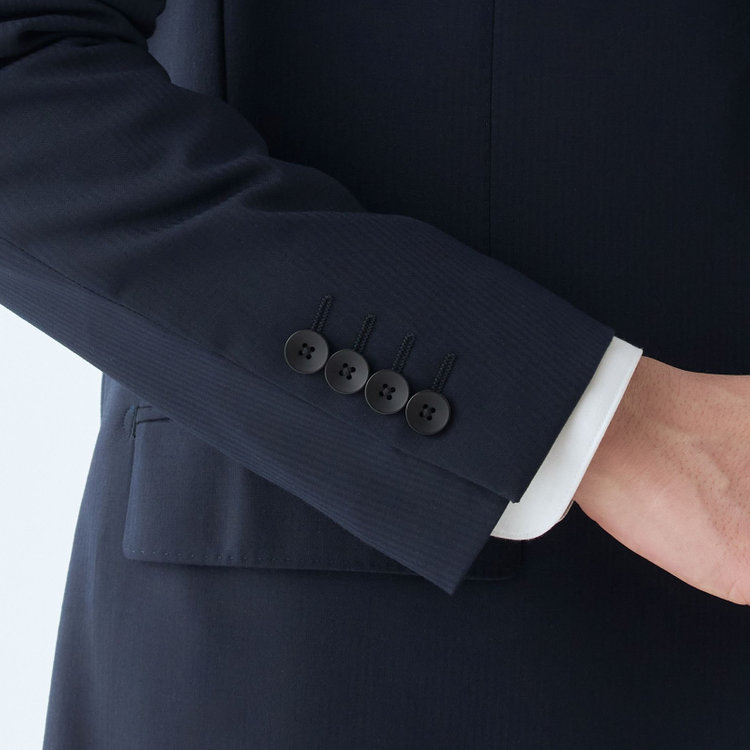 ＪＰ コンフォート 【JOHN PEARSE comfort】【年間】2釦シングルスリーピーススーツ 1タック/ネイビー×シャドーストライプ/ストレッチ/ウエストシャーリング仕様ULTRA MOVE/SHOWER CLEAN/※裾上げ必要 紺中間