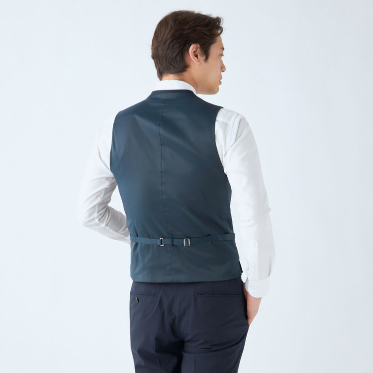 ＪＰ コンフォート 【JOHN PEARSE comfort】【年間】2釦シングルスリーピーススーツ 1タック/ネイビー×シャドーストライプ/ストレッチ/ウエストシャーリング仕様ULTRA MOVE/SHOWER CLEAN/※裾上げ必要 紺中間