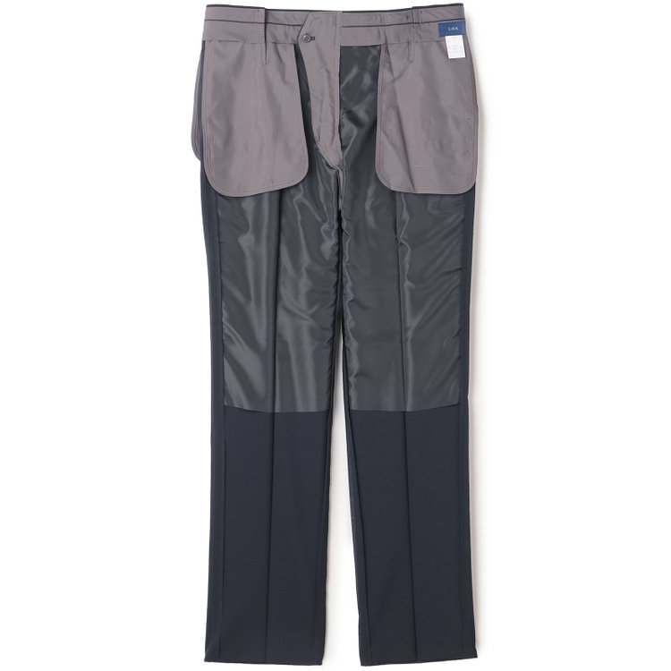 ソノタ（KONAKA用） 【L.O.X】【大きいサイズ】【春夏】ウールブレンド 1タックパンツスラックス/ネイビー×シャドーチェック/ウエストアジャスター仕様/※裾上げ必要 紺濃色