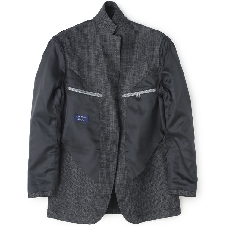 ＪＰコンフォート ネイビー 【JOHN PEARSE comfort navy】【春夏】2釦シングルジャケット/グレー×チェック/ULTRA MOVE/RIRANCHA/ウォッシャブル グレー濃色