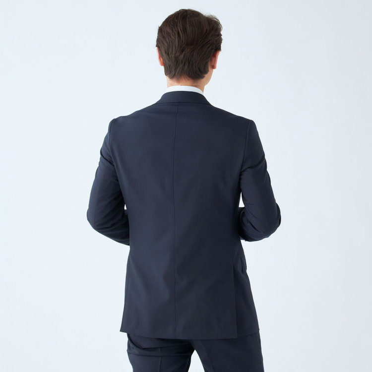 ＪＰ コンフォート 【JOHN PEARSE comfort】【年間】2釦シングルスリーピーススーツ 1タック/ネイビー×シャドーストライプ/ストレッチ/ウエストシャーリング仕様ULTRA MOVE/SHOWER CLEAN/※裾上げ必要 紺中間