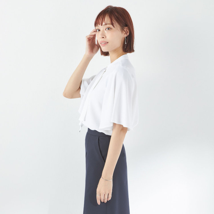 KONAKA　アウトレット 【WEB限定/OUTLET/汚れ・キズ等有】【NATURAL BEAUTY】フレアスリーブボウタイブラウス/ホワイト 白