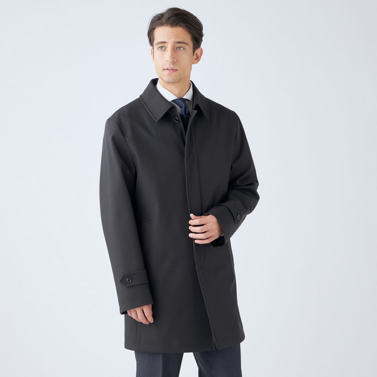 ソノタ（KONAKA用） 【Biscorse】【レギュラーフィット】ステンカラーコート/ブラック/撥水加工 黒