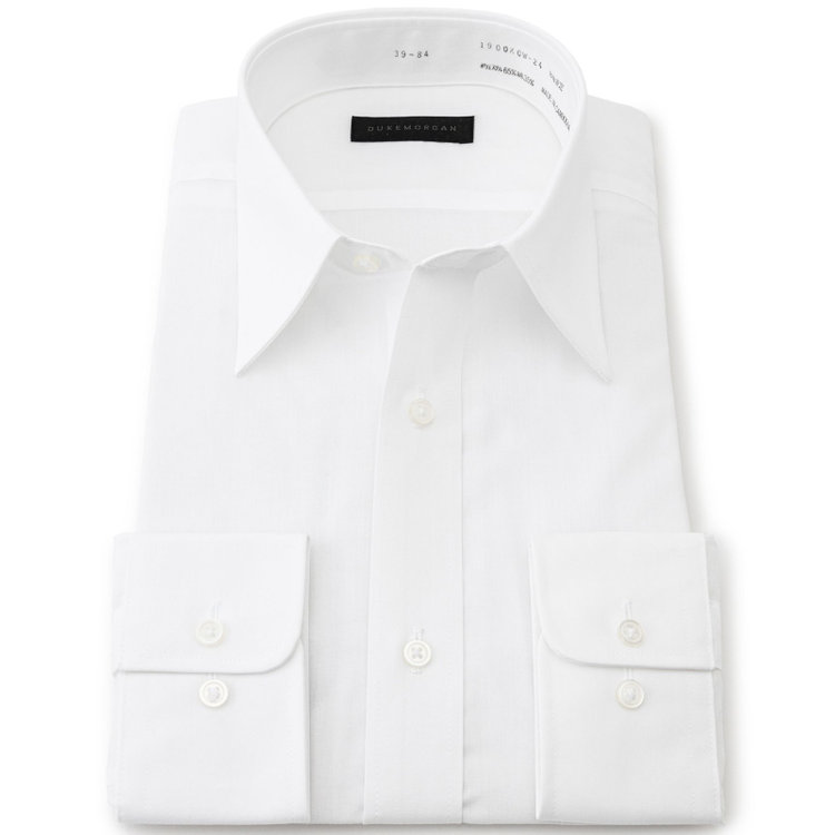 ＤＵＫＥ ＭＯＲＧＡ 【DUKEMORGAN】【形態安定】レギュラーカラーワイシャツ/ホワイト×ブロード 白
