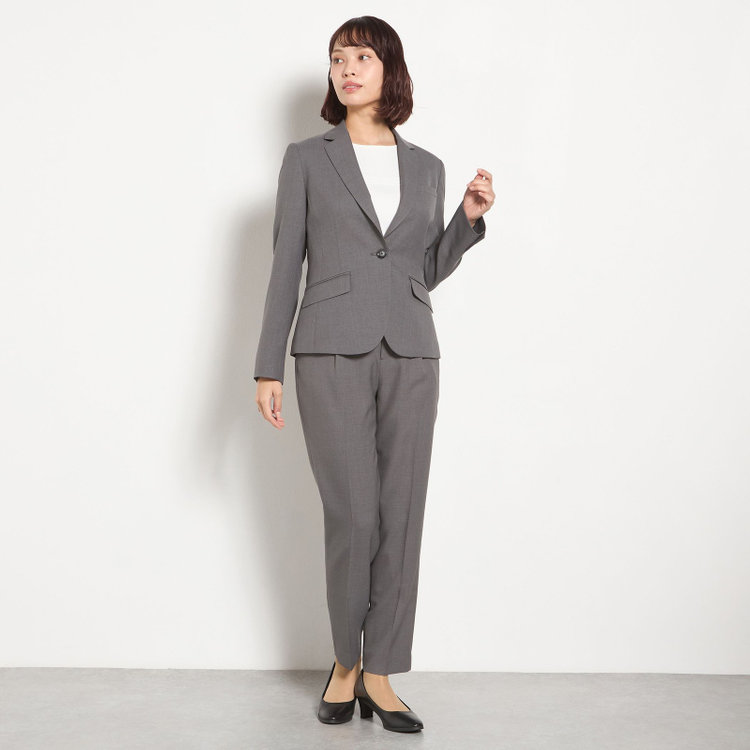 ソノタ（KONAKA用） 【Diana】【春夏】1タックパンツ/グレー/ウエストシャーリング/ウォッシャブル＆ストレッチ/裾上げ済仕様 グレー濃色