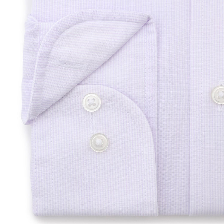 ＤＵＫＥ ＭＯＲＧＡ 【形態安定】ボタンダウンワイシャツ/ホワイト×パープルストライプ 紫中間