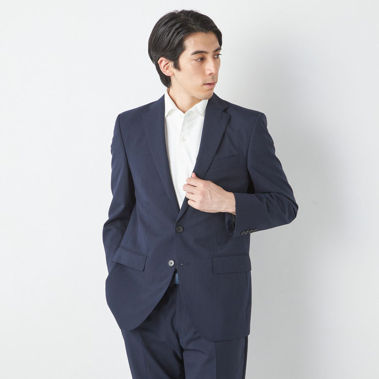 ＪＰセレクトライン 【JOHN PEARSE Black SELECT LINE】【春夏】2釦シングルスーツ ノータックパンツ / ネイビー / 形状安定 /SHOWER CLEAN ※裾直し必要 紺中間