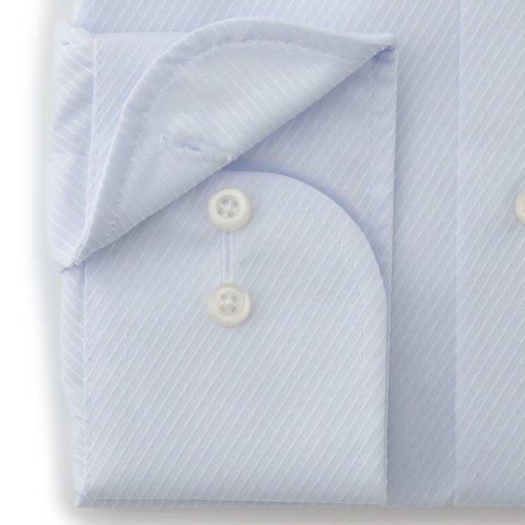 ジョンピアース 【JOHN PEARSE White】【形態安定】ボタンダウンドレスシャツ/サックス×ドビーツイル/Oil guard 青淡色