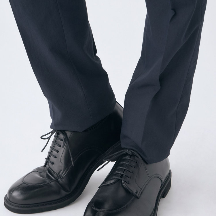 スタンリーブラッカ 【stanley blacker new york】【春夏】1タックテーパードパンツ/ネイビー×テックコットンストレッチ/ウエストシャーリング仕様/※裾上げ必要 紺濃色