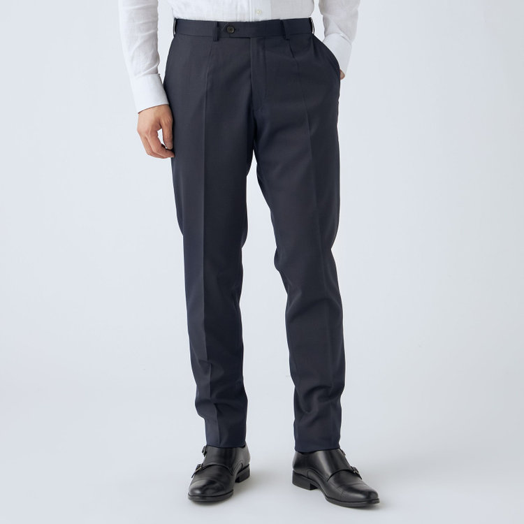 ＪＰ コンフォート 【ULTRA MOVE CROSS】【JOHN PEARSE comfort】【年間】ショートタックスラックス/ネイビー×カルゼ/※裾上げ必要 紺濃色