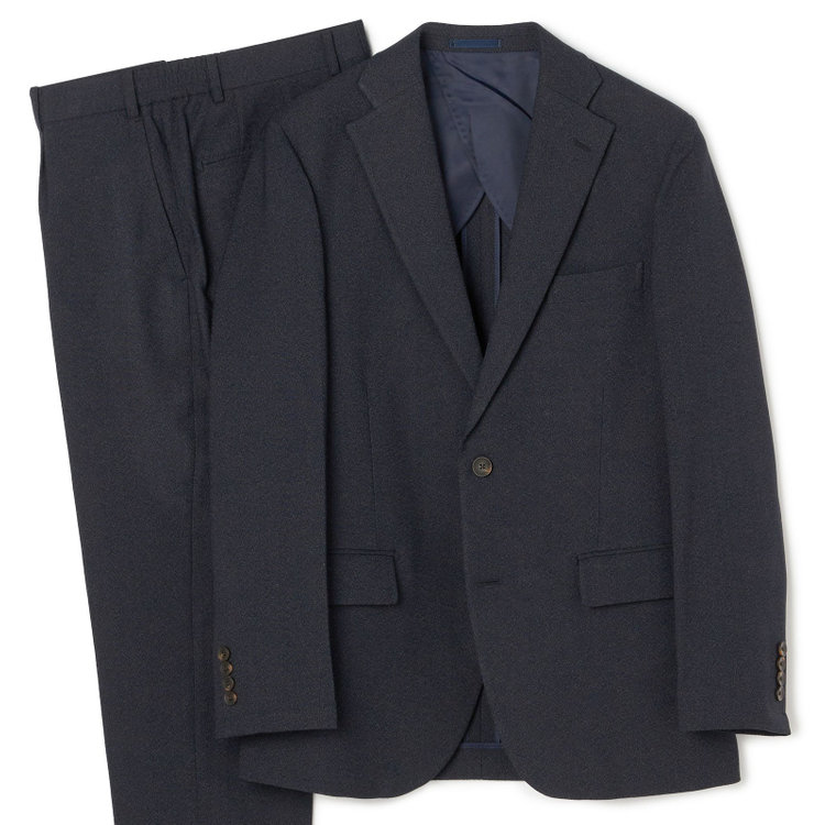 【JOHN PEARSE comfort Navy】【TAKE OUT SUITS】【秋冬】2釦シングルジャケット 0タックパンツ /ネイビー /ビジカジスーツ /ウエストシャーリング ※裾上げ済仕様