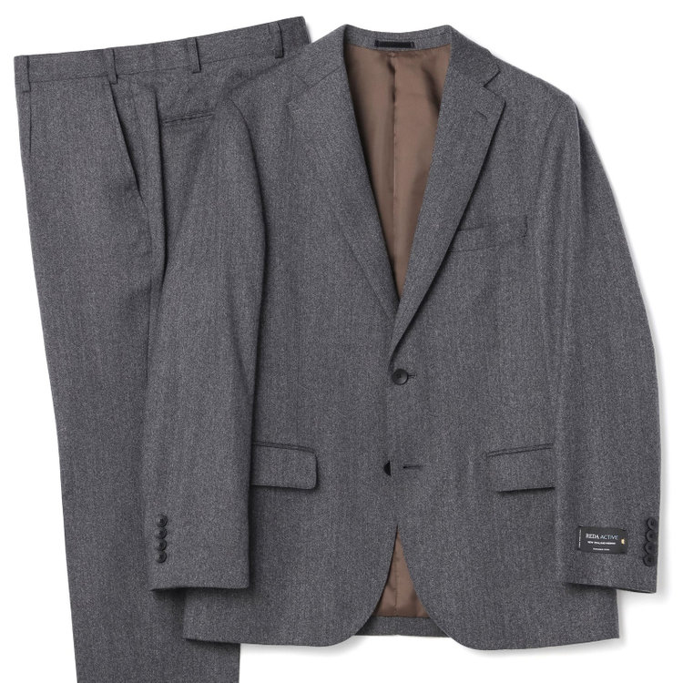 ＪＰ コンフォート 【THE 神 SUIT】【JOHN PEARSE comfort】【秋冬】2釦シングルスーツ ショートタック/グレー/ウエストムーブ/REDA ACTIVE/NEW ZEALAND MERINO/SHOWER CLEAN/※裾上げ必要 グレー中間
