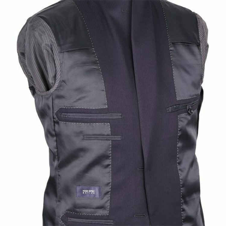 ハイスペックモーション 【HIGH SPEC MOTION】【年間】2釦シングルスーツ 0タック/ネイビー×シャドーストライプ/パンツウォシャブル 紺濃色