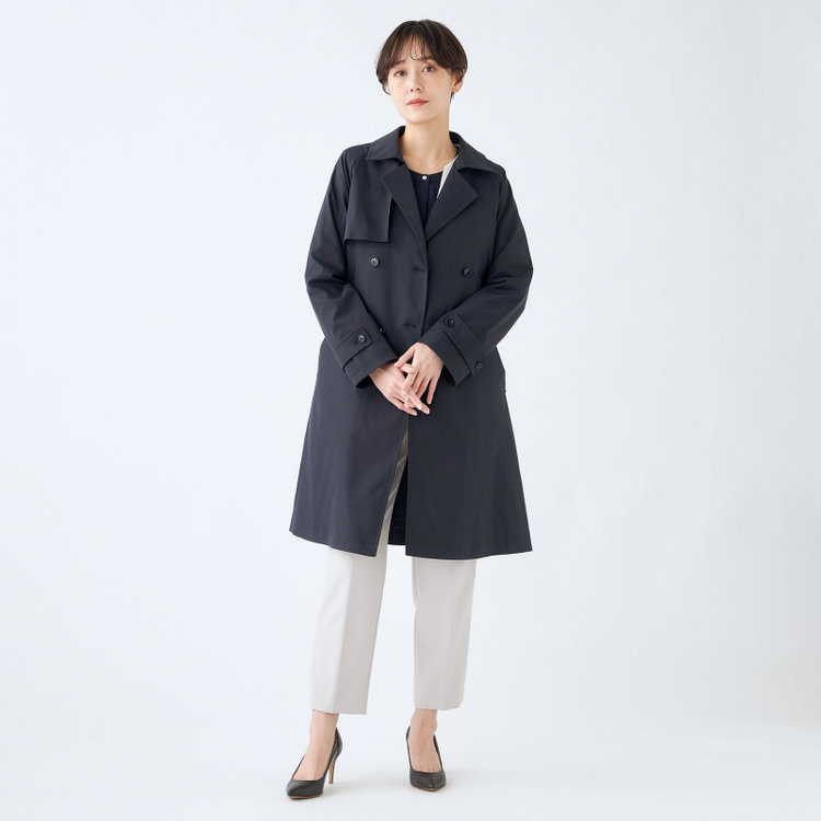ナチュラル　ビューティー 【NATURAL BEAUTY】ダブルトレンチベルテッドコート/ネイビー 紺中間