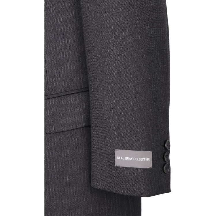 ドナートヴィンチ 【Donato Vinci Italy】【秋冬】2釦シングルスーツ 1タック/ダークグレー×ストライプ/REAL GRAY COLLECTION/NEW ZEALAND LIMITED WOOL グレー系(灰)