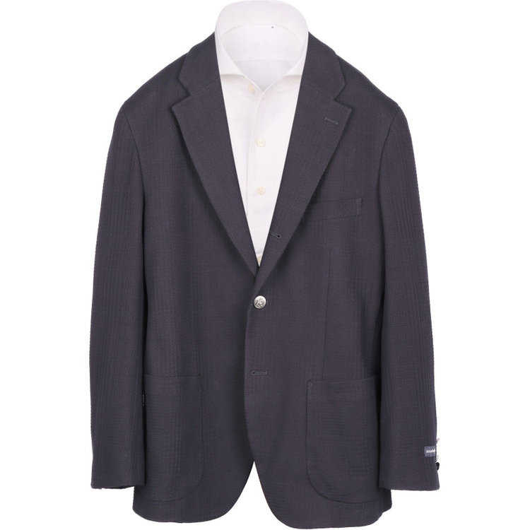 スタンリーブラッカ 【stanley blacker】【春夏】2釦シングルジャケット/ネイビー×ニット/メタル釦 ネイビー系(紺)