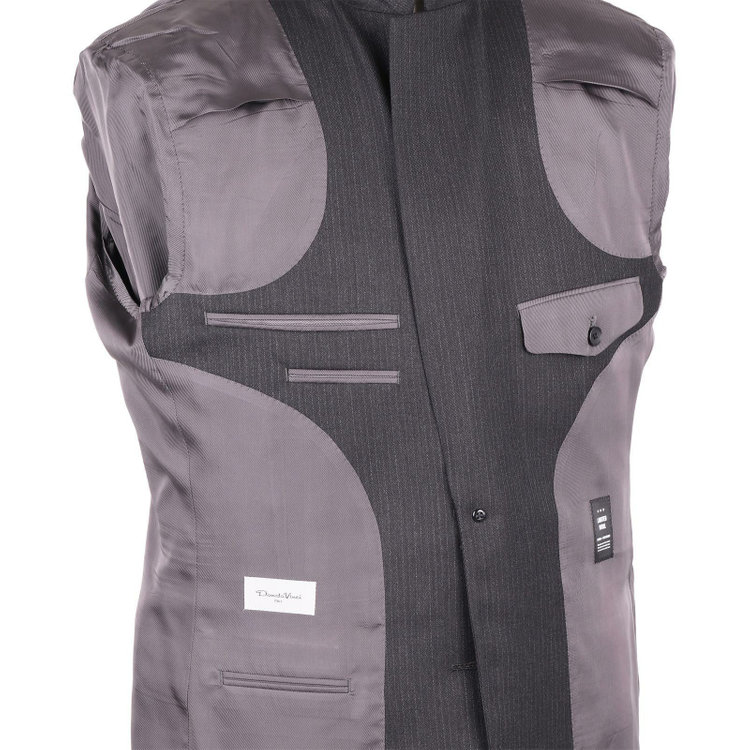 ドナートヴィンチ 【Donato Vinci Italy】【秋冬】2釦シングルスーツ 1タック/ダークグレー×ストライプ/REAL GRAY COLLECTION/NEW ZEALAND LIMITED WOOL グレー系(灰)