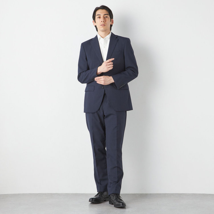 ＪＰセレクトライン 【JOHN PEARSE Black SELECT LINE】【春夏】2釦シングルスーツ ノータックパンツ / ネイビー / 形状安定 /SHOWER CLEAN ※裾直し必要 紺中間