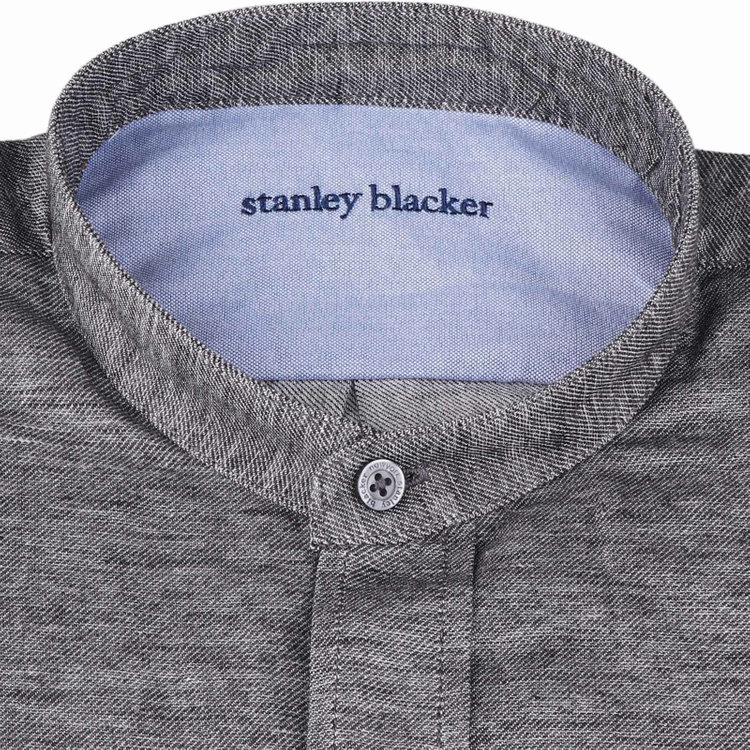 スタンリーブラッカ 【stanley blacker】【長袖】バンドカラーシャツ/グレー グレー系(灰)