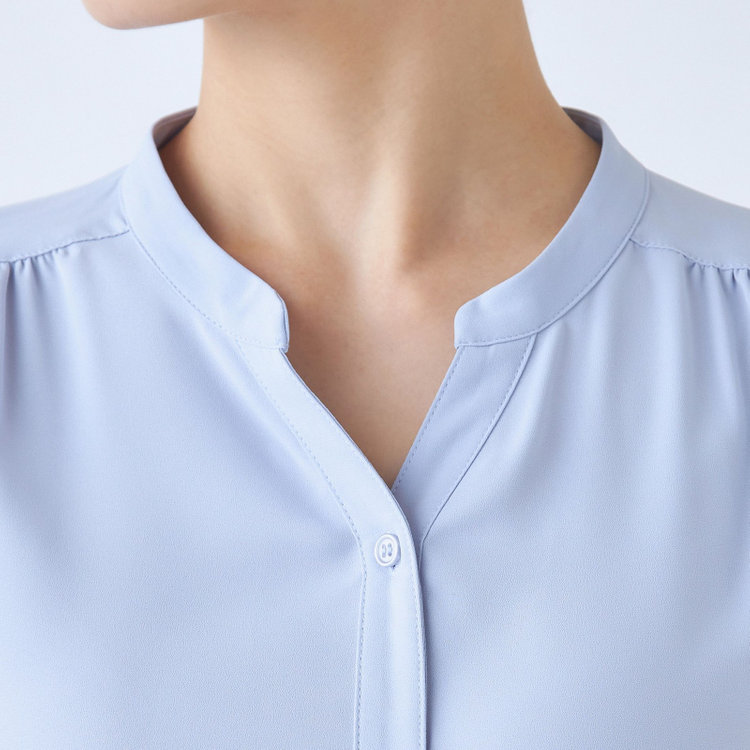 KONAKA　アウトレット 【WEB限定/OUTLET/汚れ・キズ等有】【NATURAL BEAUTY】バンドカラーブラウス/ブルー 青淡色