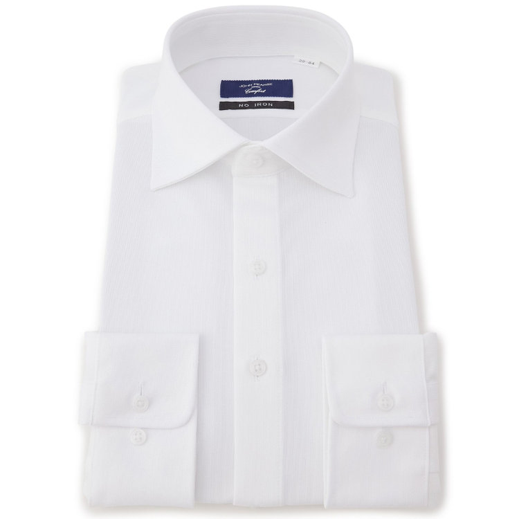【発送在庫あり】【WEB限定】【JOHN PEARSE comfort navy】ワイドカラーワイシャツ/ホワイト×ドビー/ULTRA MOVE「ニット素材」「ノーアイロン」「ストレッチ」「高通気性」