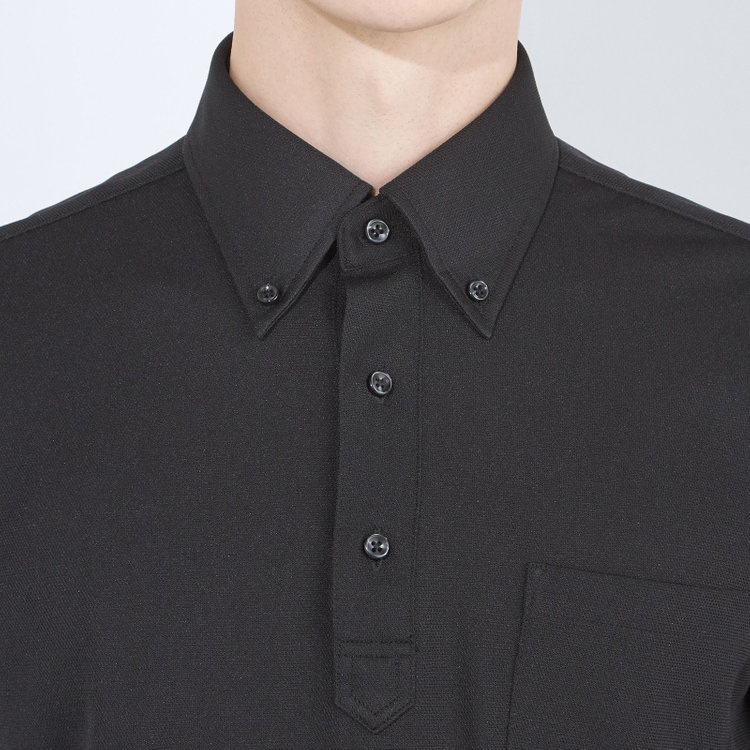 ＪＰコンフォート ネイビー 【発送在庫あり】【WEB限定】【半袖】【JOHN PEARSE comfort navy】ボタンダウンビズポロシャツ プルオーバータイプ/ブラック/ULTRA MOVE「ニット素材」「ノーアイロン」「ストレッチ」「高通気性」 黒