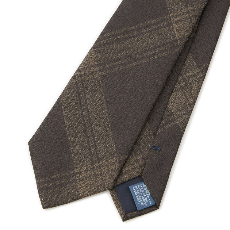 ジョンピアース 【JOHN PEARSE White】シルクポリエステルチェック柄ネクタイ/8.0㎝幅/ブラウン その他