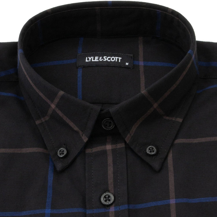 ライル＆スコット 【LYLE&SCOTT】ボタンカジュアルシャツ/ブラック×ネイビー＆ブラウンチェック 黒