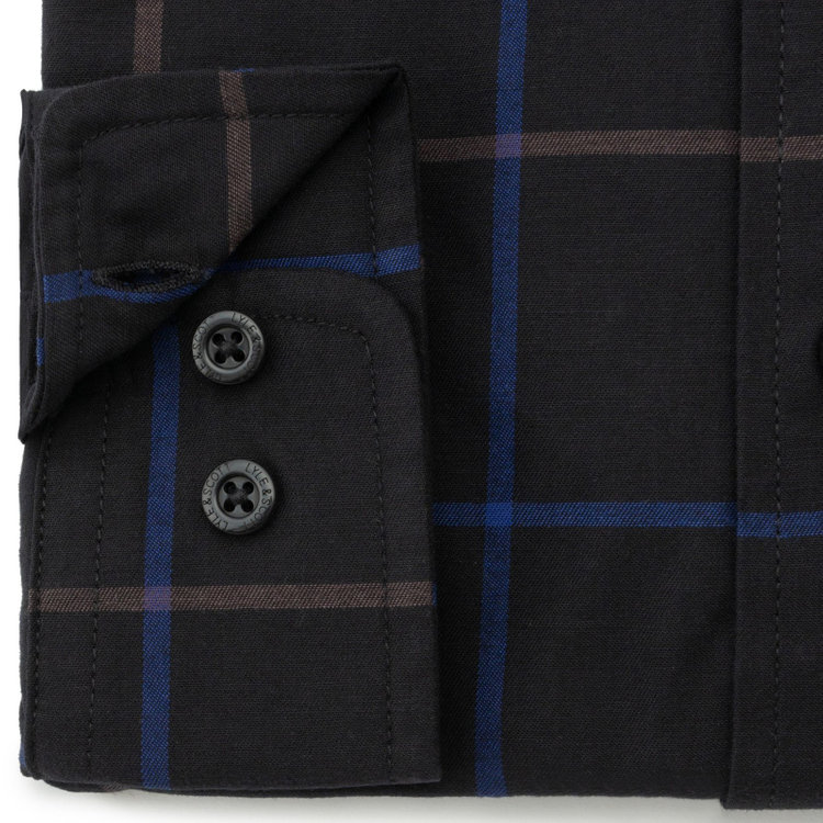 ライル＆スコット 【LYLE&SCOTT】ボタンカジュアルシャツ/ブラック×ネイビー＆ブラウンチェック 黒