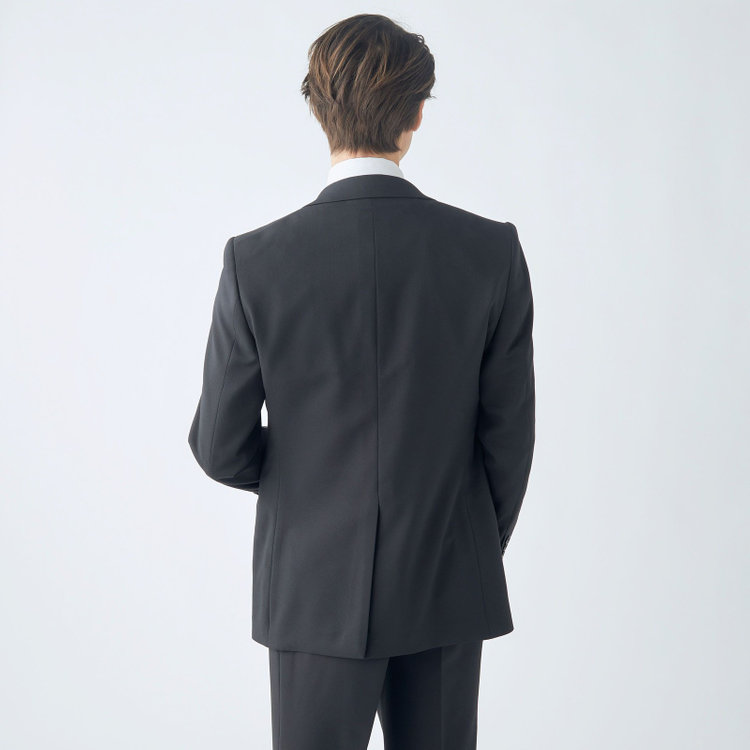 ＵＮＰＲＥＳＳＵＲＥ 【Unpressure】【年間】スリーピース2釦シングルスーツ 0タック/ブラック×シャドーツイル/ウォッシャブルパンツ 黒