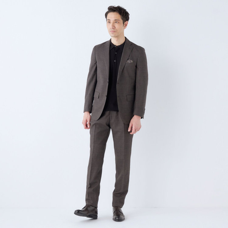 ＪＰ コンフォート 【JOHN PEARSE comfort】【春夏】2釦シングルスーツ ショートタック/ブラウン/REAL BROWN/NEW ZEALAND WOOLSHOWER CLEAN/SustainaBee Wool/※裾上げ必要 茶中間
