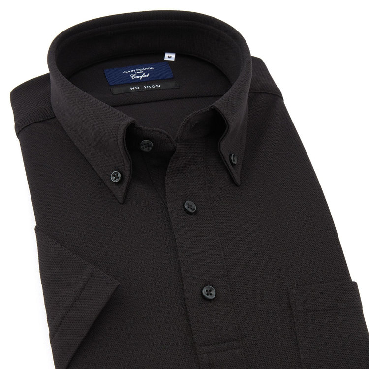 ＪＰコンフォート ネイビー 【発送在庫あり】【WEB限定】【半袖】【JOHN PEARSE comfort navy】ボタンダウンビズポロシャツ プルオーバータイプ/ブラック/ULTRA MOVE「ニット素材」「ノーアイロン」「ストレッチ」「高通気性」 黒