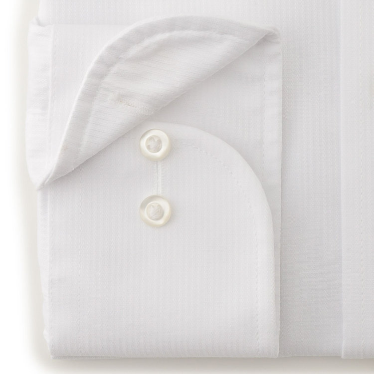 ジョンピアースブラック 【JOHN PEARSE Black】【形態安定】ワイドカラーワイシャツ/ホワイト×ドビーストライプ 白