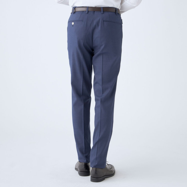 スタンリーブラッカ 【stanley blacker new york】【春夏】1タックパンツ/ネイビー×シャドーストライプ/ウエストムーブ仕様/※裾上げ必要 紺中間