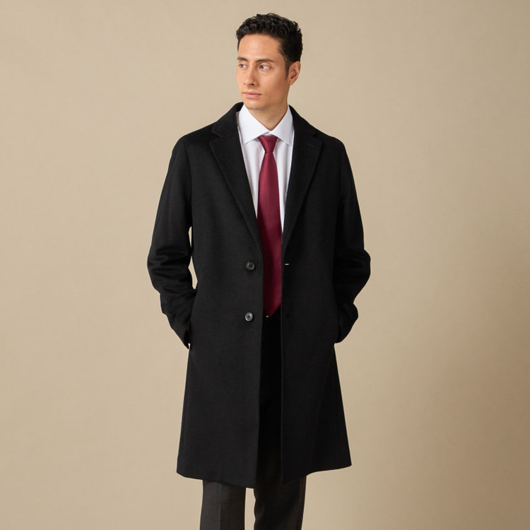 【JOHN PEARSE comfort】チェスターコート /ブラック /スプリットラグラン仕様 /ULTRA MOVE COAT/ウールブレンド
