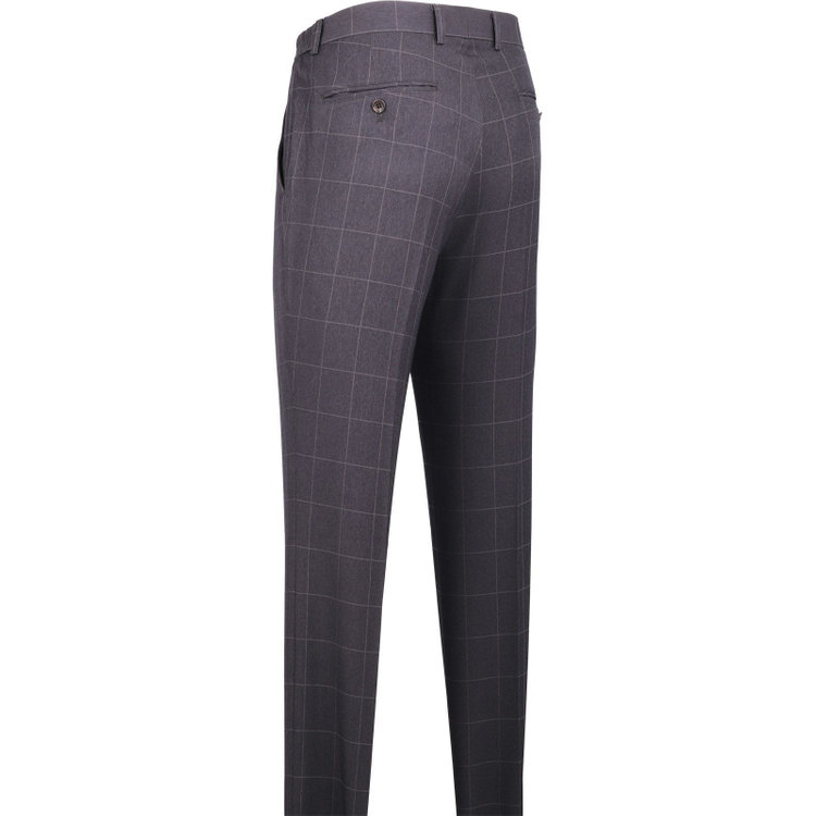 スタンリーブラッカ 【stanley blacker】【春夏】0タックスラックス/ネイビーグレー×ウィンドペン/シャーリング仕様/ストレッチ グレー系(灰)