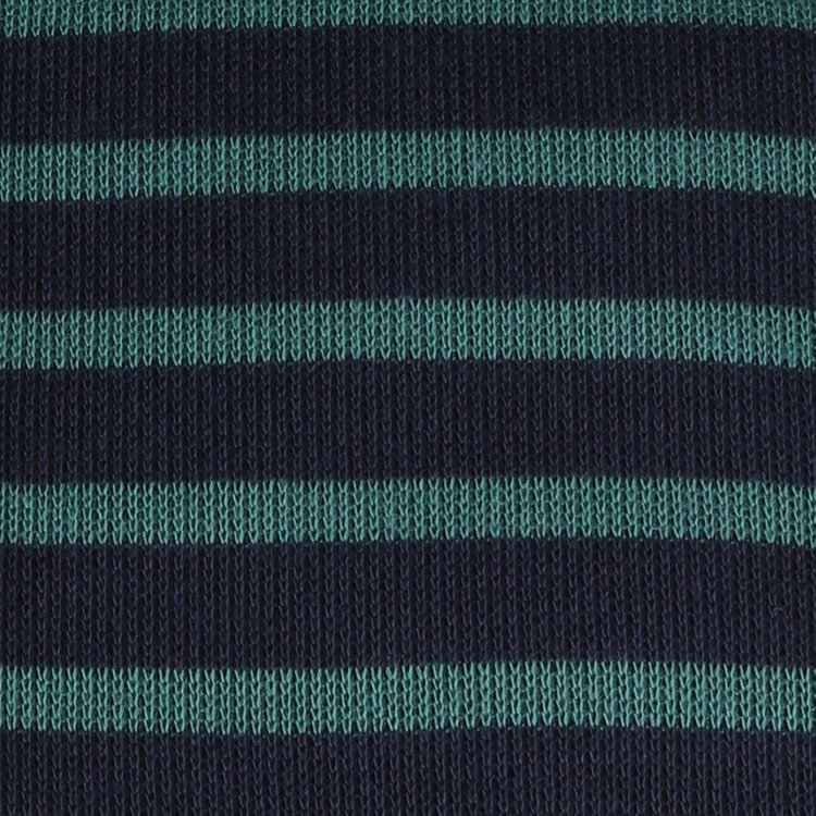 スタンリーブラッカ 【stanley blacker new york】【長袖】胸刺繍ポロシャツ/ネイビー×グリーンボーダー ネイビー系(紺)