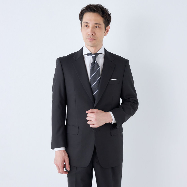 ドナートヴィンチ 【Donato Vinci Italy】【春夏】2釦シングルスーツ 1タック/ブラック×カルゼ/REAL BLACK COLLECTION/NEW ZEALAND LIMITED WOOL/※裾上げ必要 黒
