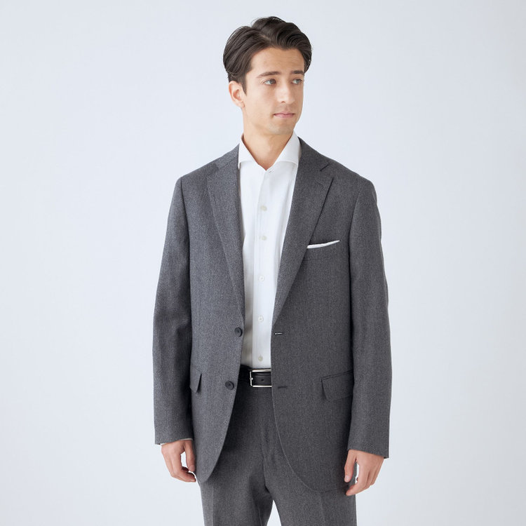 ＪＰ コンフォート 【THE 神 SUIT】【JOHN PEARSE comfort】【秋冬】2釦シングルスーツ ショートタック/グレー/ウエストムーブ/REDA ACTIVE/NEW ZEALAND MERINO/SHOWER CLEAN/※裾上げ必要 グレー中間