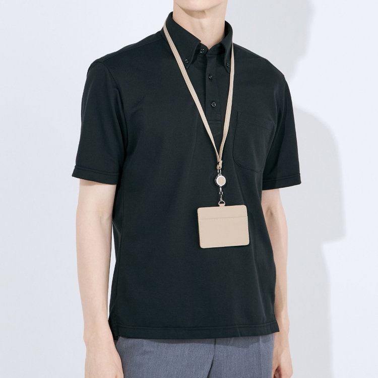 ＪＰコンフォート ネイビー 【半袖】【JOHN PEARSt navy】【ノーアイロンE comfor】ボタンダウンビズポロシャツ プルオーバータイプ/ブラック/ULTRA MOVE/ニット素材 黒