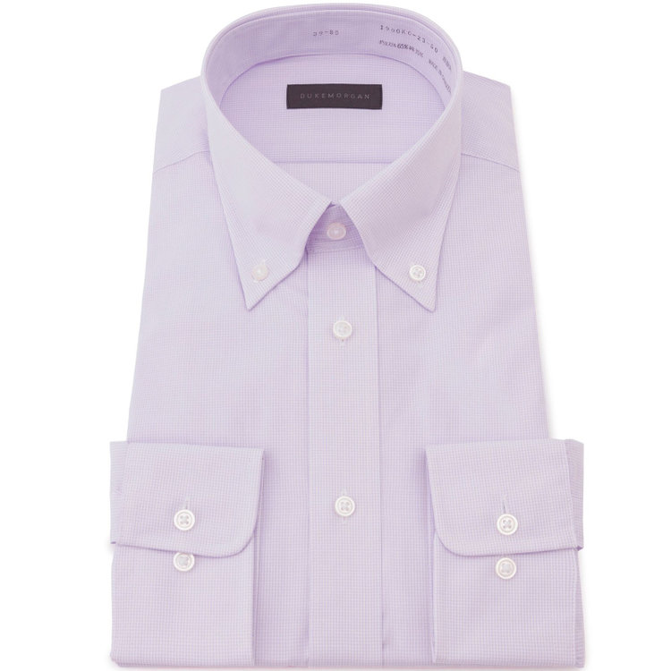 KONAKA　アウトレット 【WEB限定/OUTLET/汚れ・キズ等有】【DUKEMORGAN】【形態安定】ボタンダウンワイシャツ/パープル×チェック 紫中間