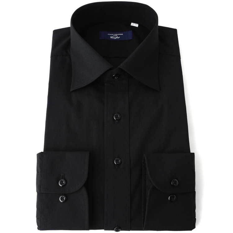 ＪＰコンフォート ネイビー 【JOHN PEARSE comfort navy】【STYLISH】【形態安定】ワイドカラーワイシャツ/ブラック 黒