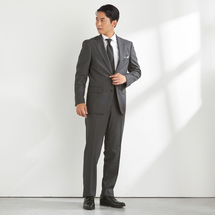 ＫＡＮＳＡＩＭＡＮ 【KANSAIMAN collection】【秋冬】2釦シングルスーツ ショートタック/グレー×シャドーストライプ/ULTRA MOVE/※裾上げ必要 グレー中間