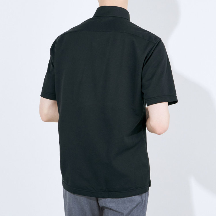 ＪＰコンフォート ネイビー 【半袖】【JOHN PEARSt navy】【ノーアイロンE comfor】ボタンダウンビズポロシャツ プルオーバータイプ/ブラック/ULTRA MOVE/ニット素材 黒