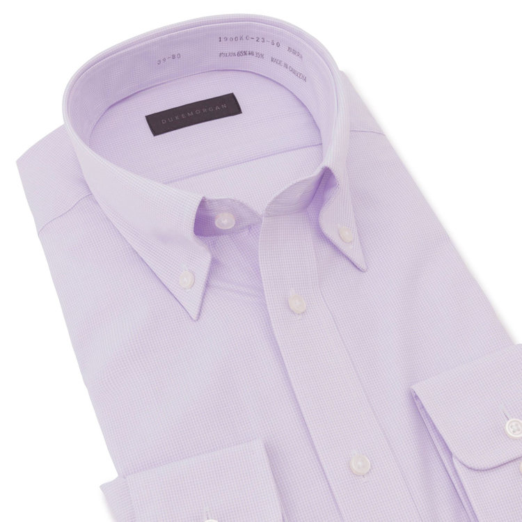 KONAKA　アウトレット 【WEB限定/OUTLET/汚れ・キズ等有】【DUKEMORGAN】【形態安定】ボタンダウンワイシャツ/パープル×チェック 紫中間