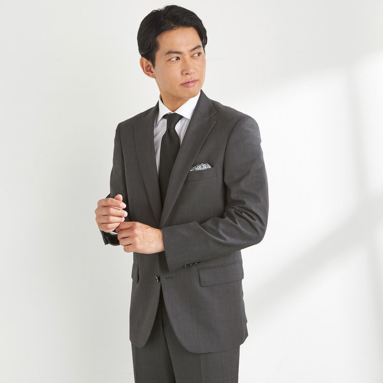 ＫＡＮＳＡＩＭＡＮ 【KANSAIMAN collection】【秋冬】2釦シングルスーツ ショートタック/グレー×シャドーストライプ/ULTRA MOVE/※裾上げ必要 グレー中間